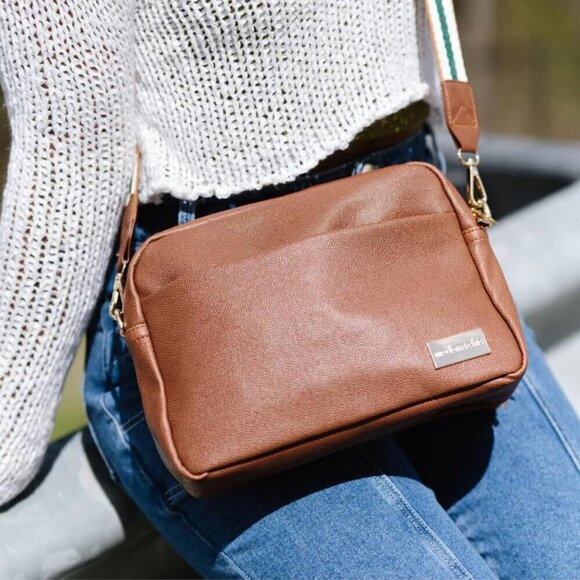 Women Brown Modern+Chic Crossbody Bag Alice Vegan Leather Sling Bag with Pockets - Picture 2 of 6